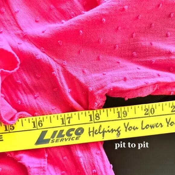 Loft Top Women's S Long Sleeve Swiss Dot Ruffles Smocked Preppy Pink Coquette - Picture 6 of 7